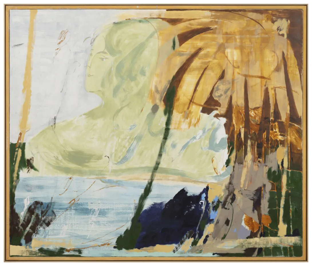 Kristo Saarikoski, Vihdoin perillä, 2024, Öljy, muste, akvarelli ja fresco strappo kankaalle, k 178 cm x  l  208 cm, kehystetty. Kuva: Angel Gil