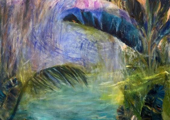 Erik Creutziger, Mielikuvitusmaisema, öljy kankaalle, 200x190 cm, 2025