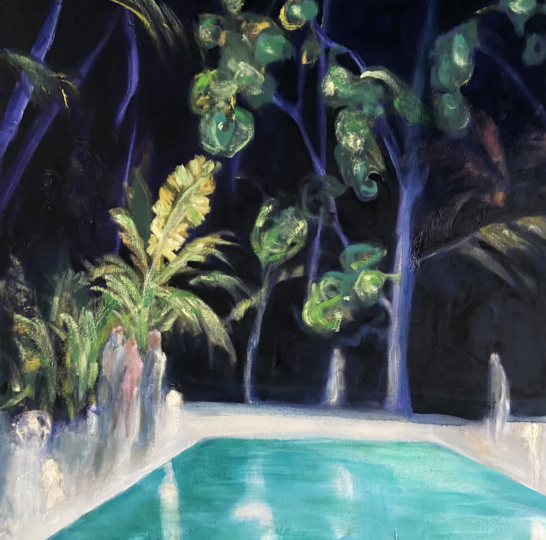 Erik Creutziger, From the series Pool Parties, oil on canvas, 90 × 90 cm, 2025